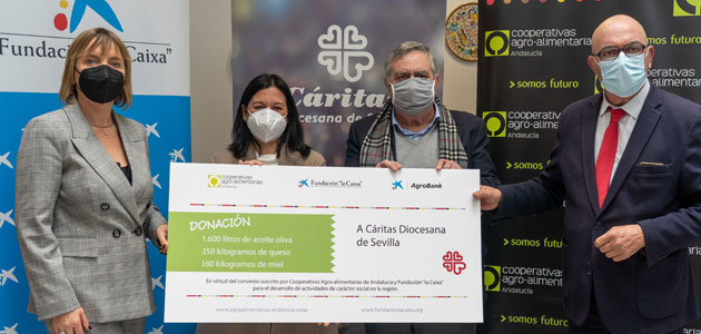 Cooperativas Agro-alimentarias de Andalucía, Fundación “la Caixa” y CaixaBank realizan una donación de alimentos a Cáritas Diocesana de Sevilla