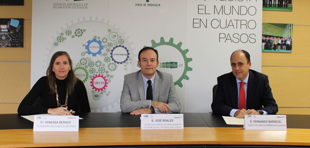 Extenda y Cajasur firman un acuerdo para facilitar servicios financieros a firmas andaluzas con proyectos internacionales