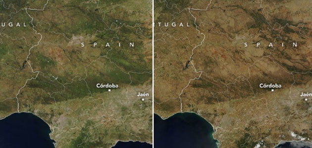 La NASA muestra imágenes de la sequía en el sur de España