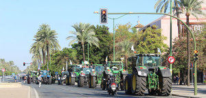 Un millar de vehículos claman en Sevilla por una PAC justa para los agricultores de Andalucía